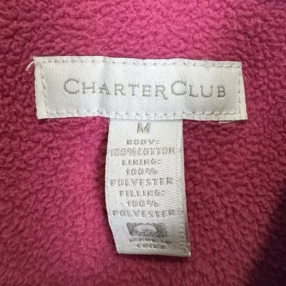 Vintage Charter Club Barn Chore Denim Jacket Medium Blue Quilted Fleece Country - Picture 8 of 9